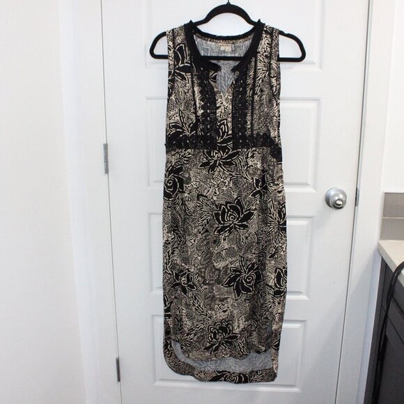 Anthropologie Holding Horses Black Ivory Abstract Floral Suraja Dress size 6 - Picture 1 of 3